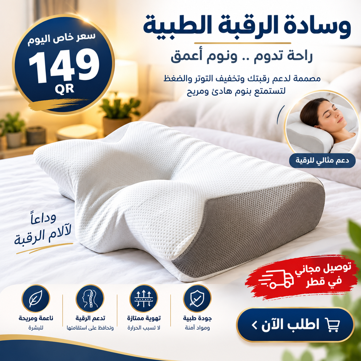 وسادة دعم الرقبة

راحة مثالية ونوم أعمق